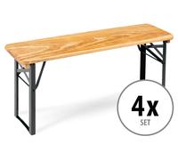 Stagecaptain BBB-117 Hirschgarten Banc de Jardin 4X Set - Robuste et Court (117 cm) - Charnières métalliques Stables - Surface Peinte - Pliable - Structures en Acier - Assise en Bois - Naturel