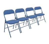 4x Bleu Tissu Rembourré Chaise Pliante en Métals Pliable Bureau Chaise