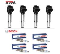 4x Bobine + 4x Bosch 0242236565 Bougies D'Allumage pour Seat Skoda Fabia VW Golf
