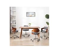 vidaXL 4x Bois Courbé Chaises Pivotantes à Dîner Sièges de Salle à Manger Salon Repas Chambre Cuisine Bureau Maison Intérieur Gris Tissu Gris