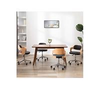 4x Bois Courbé Chaises Pivotantes à Dîner Sièges de Salle à Manger Salon Repas Chambre Cuisine Bureau Maison Intérieur Noir Similicuir