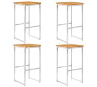 4x Bois d'Acacia Solide Chaises de Bar Acier Inoxydable Tabouret Jardin vidaXL