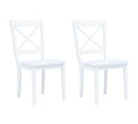 4x Bois d'Hévéa Massif Chaises à Dîner Blanc/Bois Clair Salle à Manger vidaXL