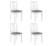4x Bois Solide Chaises à Dîner avec Coussins Gris Salle à Manger vidaXL