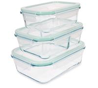 Navaris 3X boîte de Conservation Alimentaire en Verre thermorésistant - Boîte hermétique rectangulaire 3 Tailles - Aussi pour Cuisson