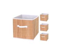 4x boîte de rangement pliable MENDLER HWC-C21, bambou nature Marron
