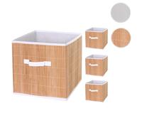 4x boîte de rangement pliable MENDLER HWC-C21, bambou nature Marron