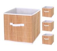 4x boîte de rangement pliable MENDLER HWC-C21, bambou nature Marron