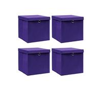 4x Boîtes de Rangement avec Couvercles Coffres de Rangement Boîtes d'Emballage Stockage Chaussettes Sous-vêtements 28x28x28 cm Violet
