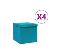 4x Boîtes de Rangement avec Couvercles Coffres de Rangement Boîtes d'Emballage Stockage Chaussettes Sous-vêtements 28x28x28 cm Bleu Azuré 325232