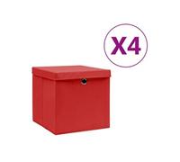 vidaXL 4x Boîtes de Rangement avec Couvercles Coffres de Rangement Boîtes d'Emballage Stockage Foulards Chaussettes Sous-vêtements 28x28x28 cm Rouge 325220 Rouge G