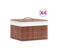 vidaXL Boîtes de rangement en bambou 4 pcs Marron Marron