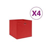 vidaXL 4x Boîtes de Rangement Coffres de Rangement Boîtes d'Emballage Stockage Foulards Chaussettes Sous-vêtements Tissu Intissé 28x28x28 cm Rouge Rouge G