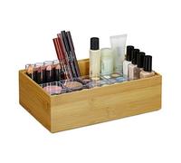 4X Boîtes de Rangement en Bambou, empilable, rectangulaire, Nature, Caisse de Cuisine, HxLxP : env. 7x23x15 cm, Nature