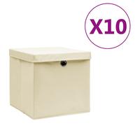 vidaXL Boîtes de rangement avec couvercles 10 pièces 28×28×28 cm crème