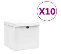 vidaXL Opbergboxen met deksel 4 st 28x28x28 cm wit325208 Blanc G