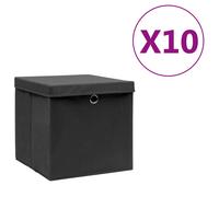vidaXL Boîtes de rangement avec couvercles 4 pcs 28x28x28 cm Noir