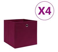 4x Boîtes de Rangement Tissu Intissé Rouge Foncé Coffre Emballage vidaXL