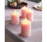 4x bougie ronde en cire rose, Ø 7x10 cm, bougie en spirale, bougie en spirale