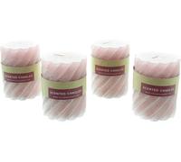 4x Bougie ronde en cire rose Ø 7x10cm - Bougie spirale