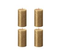 4x Bougies Pilier Rustiques 130x68 mm Doré Cierges sans Fumée Salon