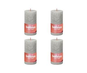 4x Bougies Pilier Rustiques 130x68 mm Gris Sableux Cierges sans Fumée