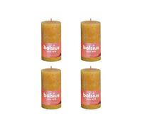 4x Bougies Pilier Rustiques 130x68 mm Jaune Nid d'Abeilles Cierges