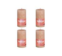 4x Bougies Pilier Rustiques 130x68 mm Rose Brumeux Cierges sans Fumée