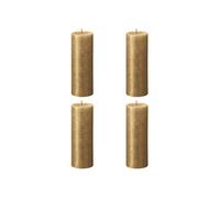 BOLSIUS - Bougies pilier rustiques scintillantes - Doré - 19 cm - Lot de 4 - Ne coulent pas - Bougies non parfumées, Gold
