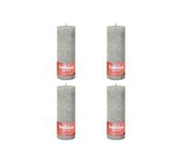 4x Bougies Pilier Rustiques 190x68 mm Gris Sableux Cierges sans Fumée