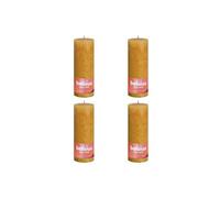 Bolsius - Bougie pilier rustique - Jaune - Lot de 4 - Longue durée de combustion de 85 heures - Bougie de maison - Décoration d'intérieur - Non parfumée - Cire naturelle végétalienne
