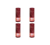 Bolsius - Lot de 4 bougies pilier rustiques - Rouge foncé - Longue durée de combustion de 85 heures - Non parfumée - Cire végétalienne naturelle - Sans huile de palme - 19 x 7 cm