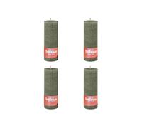 4x Bougies Pilier Rustiques 190x68 mm Vert Olive Cierges sans Fumée