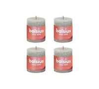 4x Bougies Pilier Rustiques 80x68 mm Gris Sableux Cierges sans Fumée