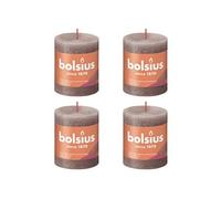 4x Bougies Pilier Rustiques 80x68 mm Taupe Rustique Cierges sans Fumée