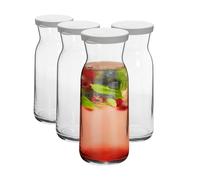 4x Brocca verre carafes Couvercles silicone Decanter eau Vin Thé glacé 700ml