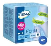 4X Bundle TENA PANTS PLUS Medium X9 Cm 80/110 Adultes