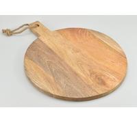 4x BURI Plateau de service Rond en bois Poignée Découper Cuisines Cuisiner Repas
