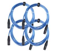 4x Cable XLR Microphone Audio Connecteur Cordon 3 Broches Male Femelle 2,5m Bleu