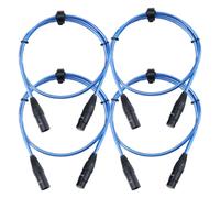 4x Cable XLR Microphone Audio PA Connecteur Cordon 3-Pin Male Femelle 1m Bleu