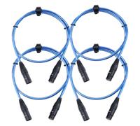 4x Cable XLR Microphone Audio PA Connecteur Cordon 3-Pin Male Femelle 1m Bleu