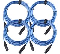 4x Cable XLR Microphone Audio PA Connecteur Cordon 3-Pin Male Femelle 5m Bleu