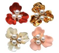 4x Cache Bouton Chemise,Protège-Boutons Pour Chemisiers,Couvercle De Bouton Pour Robe,Couvre Mercerie Élégant À Clipser En Forme De Fleur Et Perle Pour Chemise Jeans Manchette Boutons De 17mm