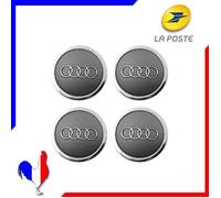 4x Cache Moyeu Audi 69mm Gris Logo Centre Roue jante Embleme Neuf A1 A3 A4 A5 MS47 FR