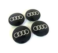 4X CACHE MOYEU CENTRE DE ROUE Pour AUDI NOIR 60MM Embleme Logo Insigne Jante