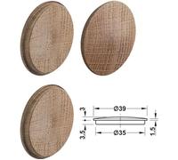 4x Cache trou bois 35 mm Chêne naturel vis plastique capuchon protection perçage