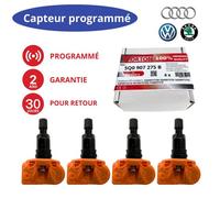 4x capteurs TPMS programmés 433 MHz pour Audi / Volkswagen / Skoda / Porsche - réf. 5Q0907275*