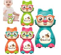 4x Cartoon Squirrels - Squirrel Press And Go Slide Car, Activités D'apprentissage D'âge Préscolaire, Un Véhicule De Friction Coulissante Pour Les Animaux Sérieux Pour Les Garçons Et Les Filles, Jouées