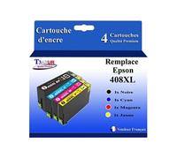 - 4x Cartouches compatibles avec Epson WorkForce Pro WF-C4810DTWF, 408, 408L, 408XL