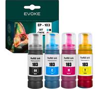 4x cartouches d'encre pour Epson 103 | Jeu noir + couleur | Remplacement pour EcoTank L3251 L3250 L3150 L3151 L3260 L3256